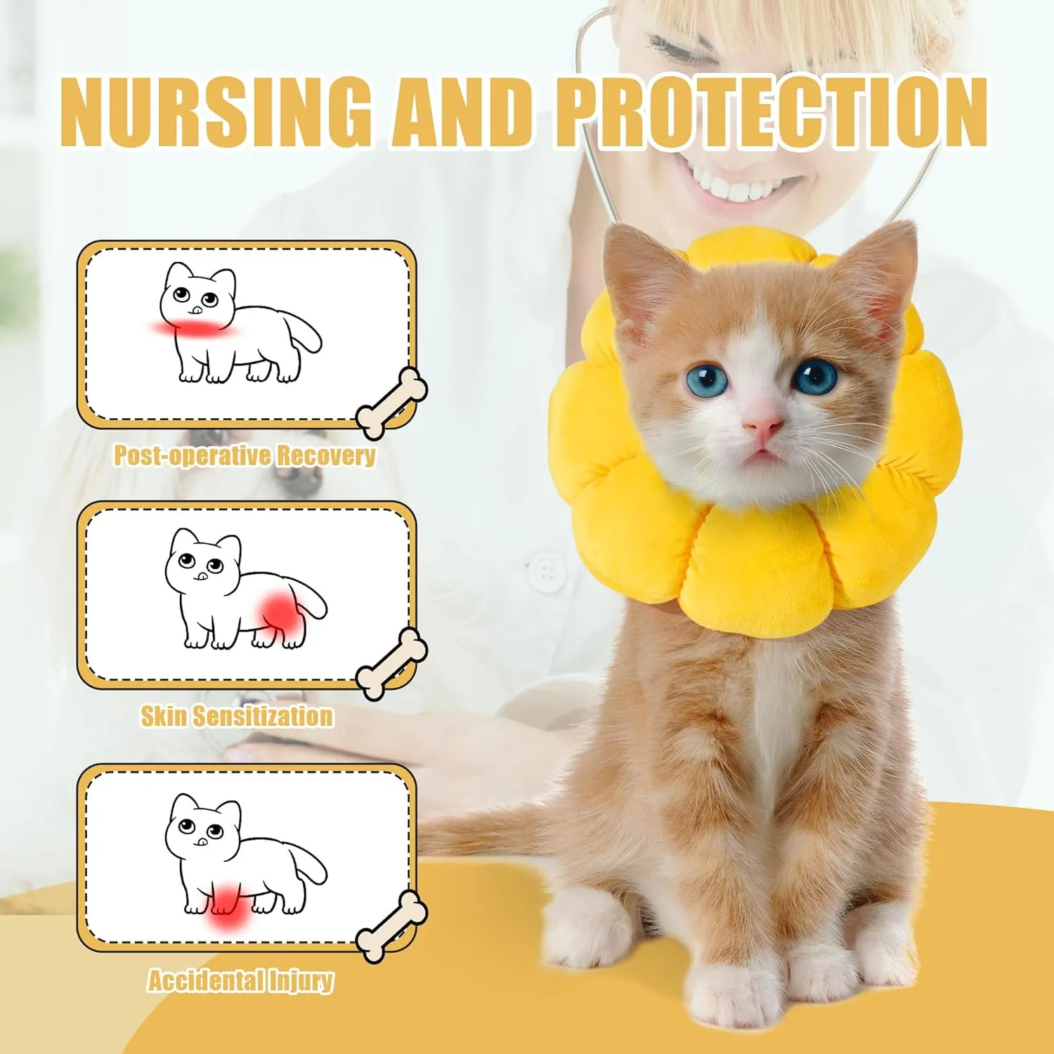 HOMBYS Soft Dog Cone for Dogs and Cats, Cute & Fluffy Flower Shape for Claming, Adjustable Dog Collar Alternative After Surgery, Protective Elizabethan Collar for Dogs Recovery & Stop Licking, M