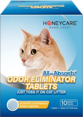 HONEY CARE All-Absorb Cat Litter Odor Eliminator Tablets  Refresh Smell Long-Lasting Scent Away - Jasmine Fragrance (10pcs/Box=4-10 Weeks), Blue