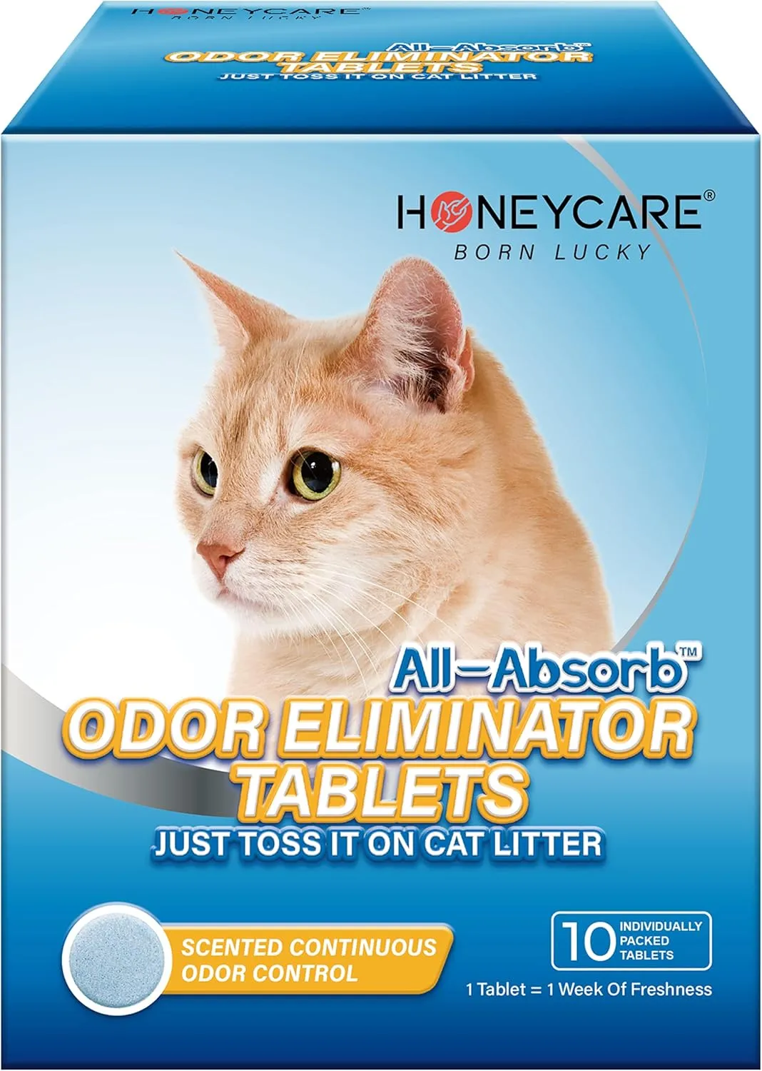 HONEY CARE All-Absorb Cat Litter Odor Eliminator Tablets  Refresh Smell Long-Lasting Scent Away - Jasmine Fragrance (10pcs/Box=4-10 Weeks), Blue