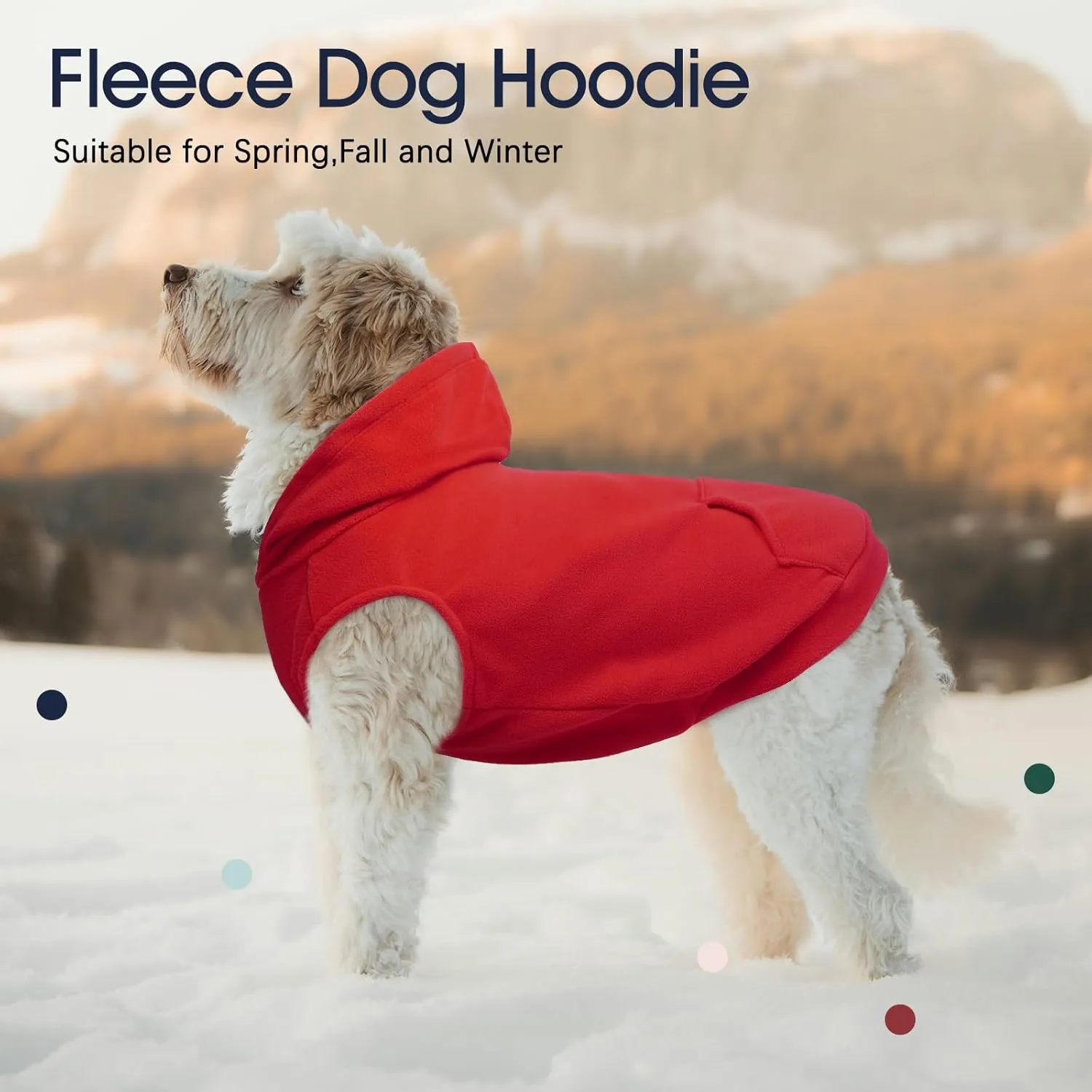 IECOii XXL Dog Hoodie for Extra Large Dogs,Fleece Dog Sweatshirt for Large Breed Male Female Dog,Dog Pouch Hoodie Sweater Pet Winter Coat for Large Size Dogs Dog Christmas Sweater for Pitbull,Red,2XL