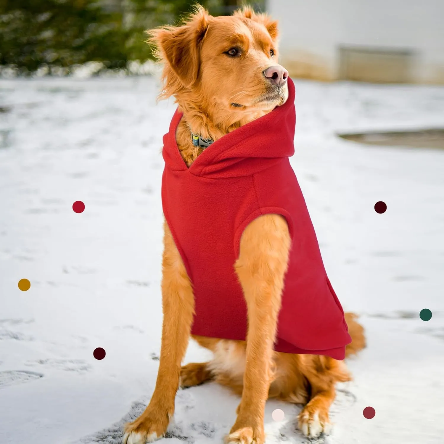 IECOii XXL Dog Hoodie for Extra Large Dogs,Fleece Dog Sweatshirt for Large Breed Male Female Dog,Dog Pouch Hoodie Sweater Pet Winter Coat for Large Size Dogs Dog Christmas Sweater for Pitbull,Red,2XL