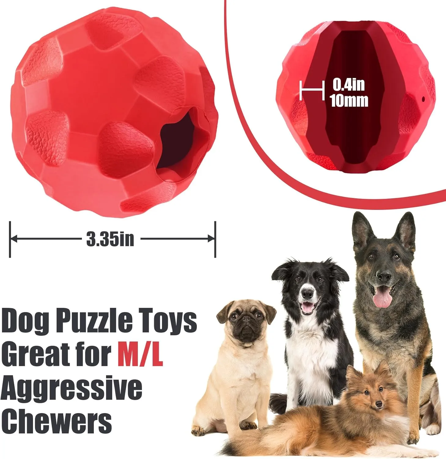 Indestructible Dog Ball Treat Dispensing Dog Toys for Aggressive Chewers, Rubber Dog Balls for Large Dogs, Interactive Dog Toys for Boredom to Keep Them Busy, Treat Dispenser Toy