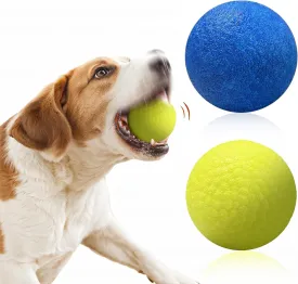 Indestructible Dog Balls for Aggressive Chewers: Interactive Pet Toys, Solid-Colored, Durable, Bouncy, and Water Toy Fetch Balls, Herding and Jolly Ball for Dogs (Yellow/Blue, Medium)