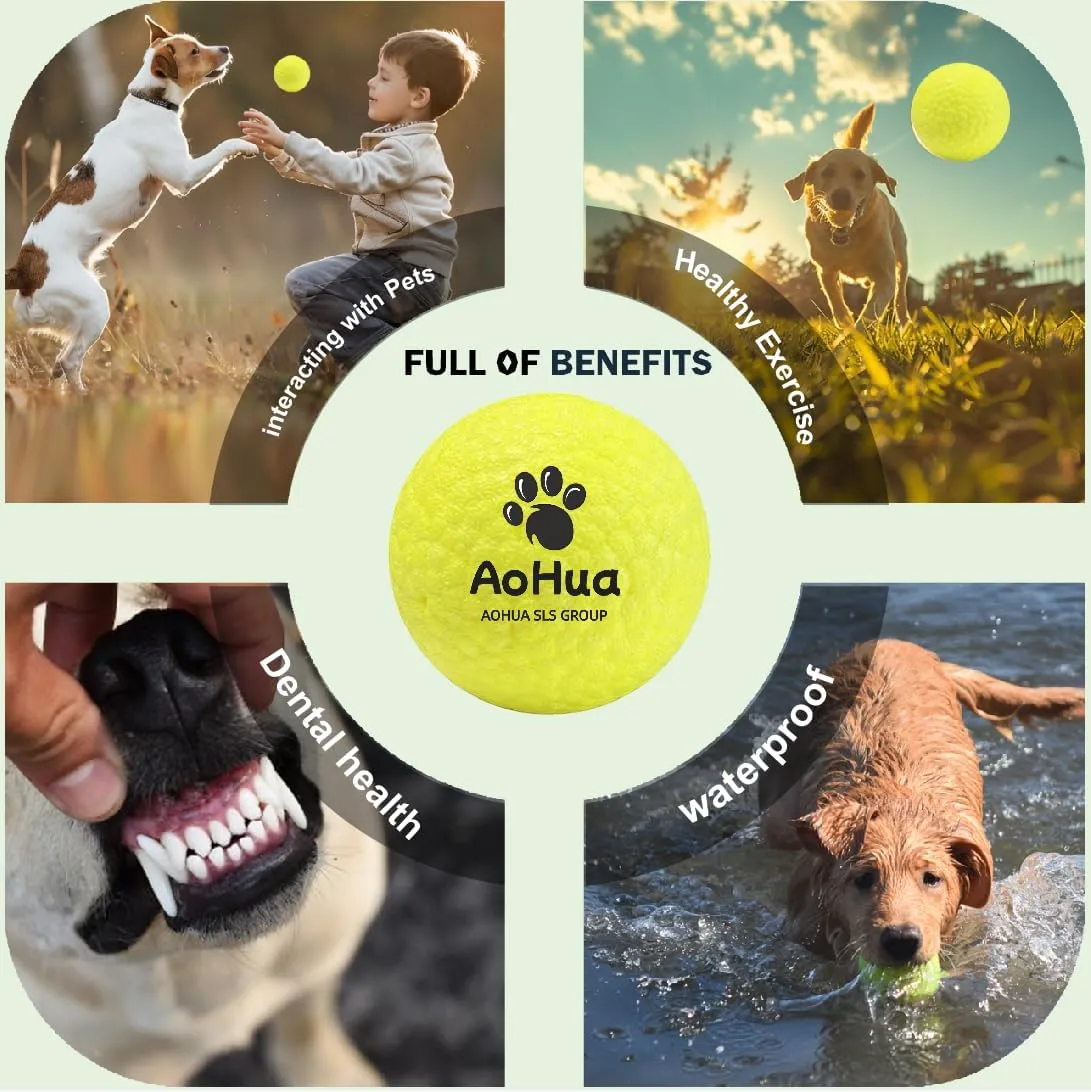 Indestructible POPPING PUFF Dog Balls for Aggressive Chewers: Interactive Pet Toys, Solid-colored, Durable, Bouncy, and Water Toy Fetch Balls, Herding and Jolly Ball for Dogs (Yellow, Medium)
