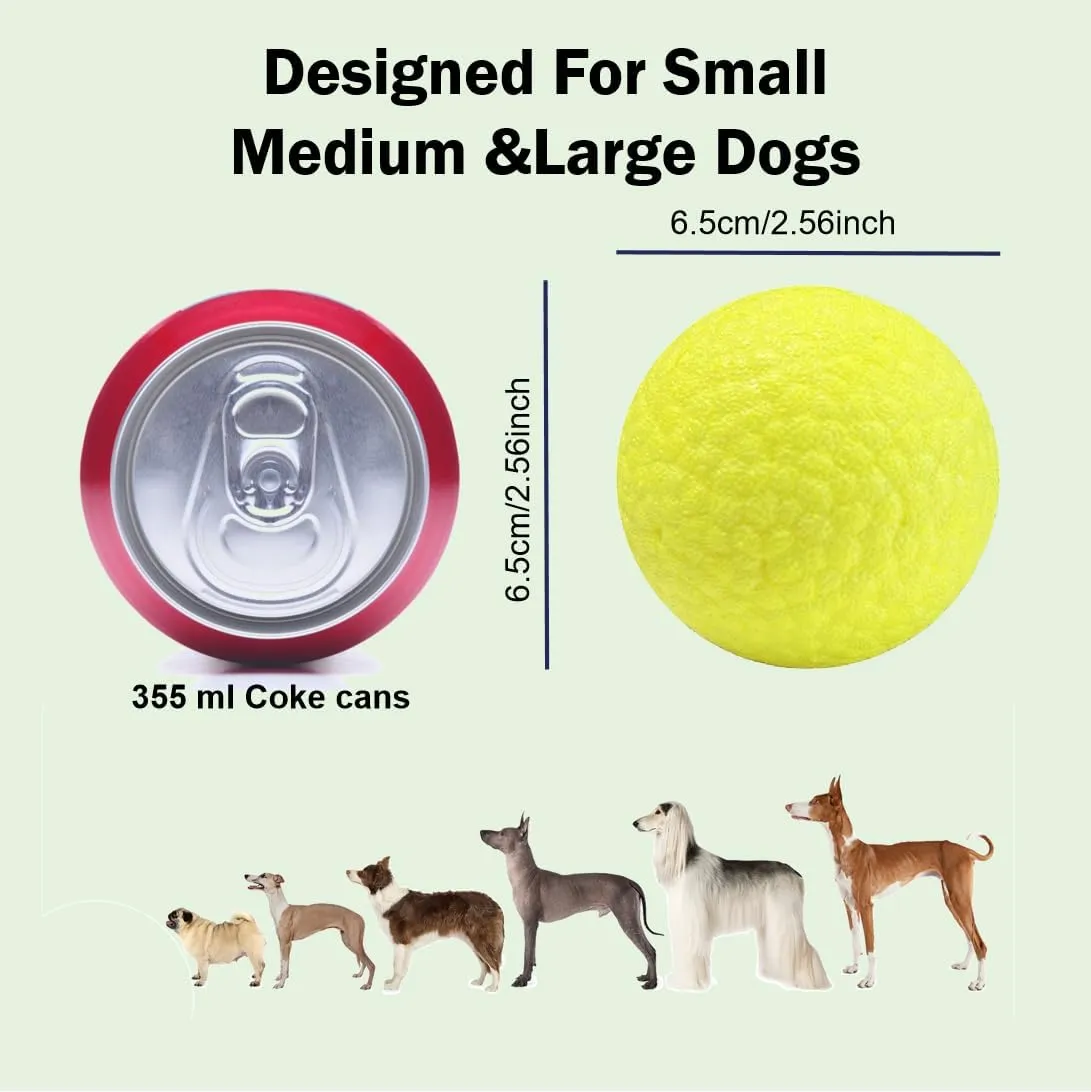 Indestructible POPPING PUFF Dog Balls for Aggressive Chewers: Interactive Pet Toys, Solid-colored, Durable, Bouncy, and Water Toy Fetch Balls, Herding and Jolly Ball for Dogs (Yellow, Medium)