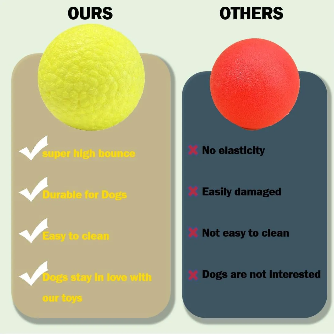 Indestructible POPPING PUFF Dog Balls for Aggressive Chewers: Interactive Pet Toys, Solid-colored, Durable, Bouncy, and Water Toy Fetch Balls, Herding and Jolly Ball for Dogs (Yellow, Medium)