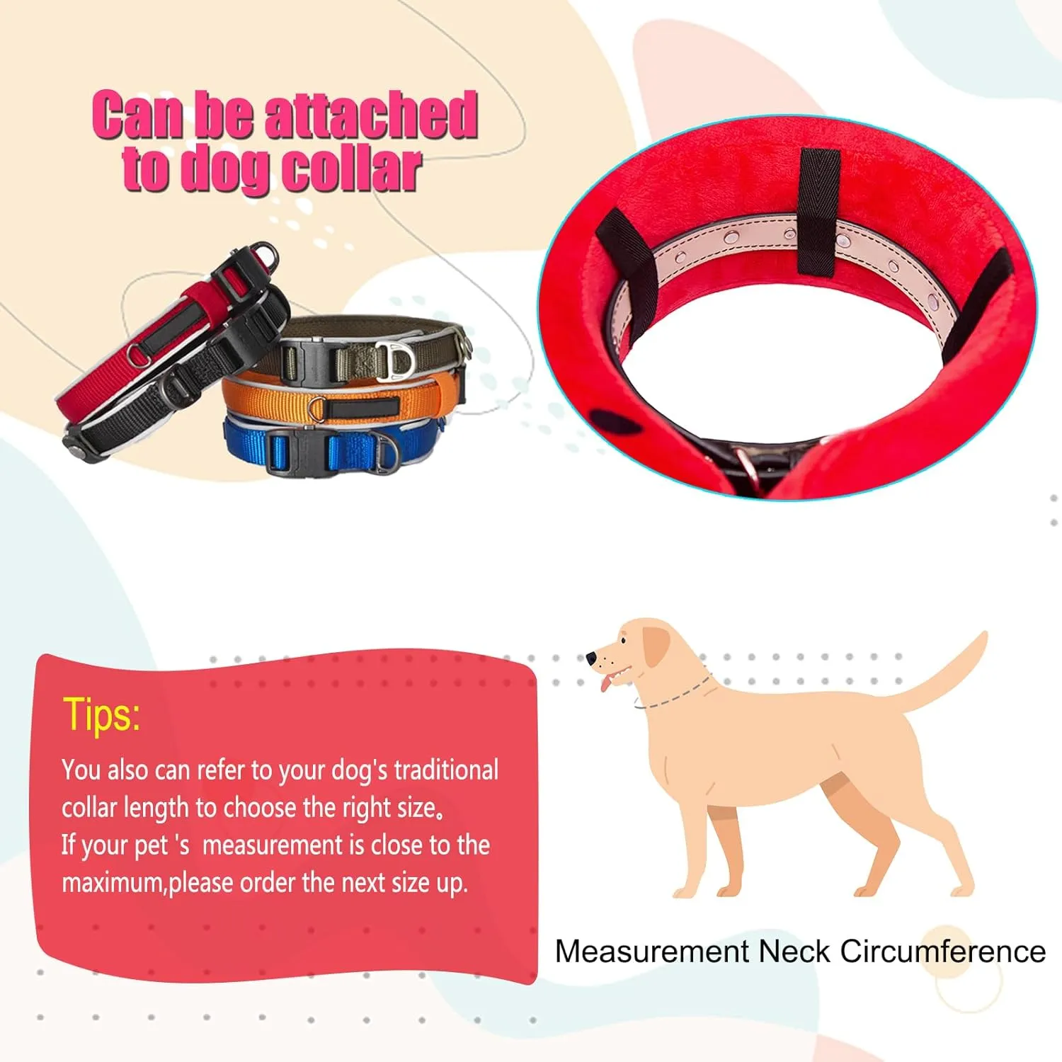 Inflatable Dog Cone Collar with Enhanced Anti-Licking, Soft Neck Donut for Dogs Cats, Recovery Pet Cone Collar After Surgery for Large Medium Small Dogs (Watermelon, X-Large)