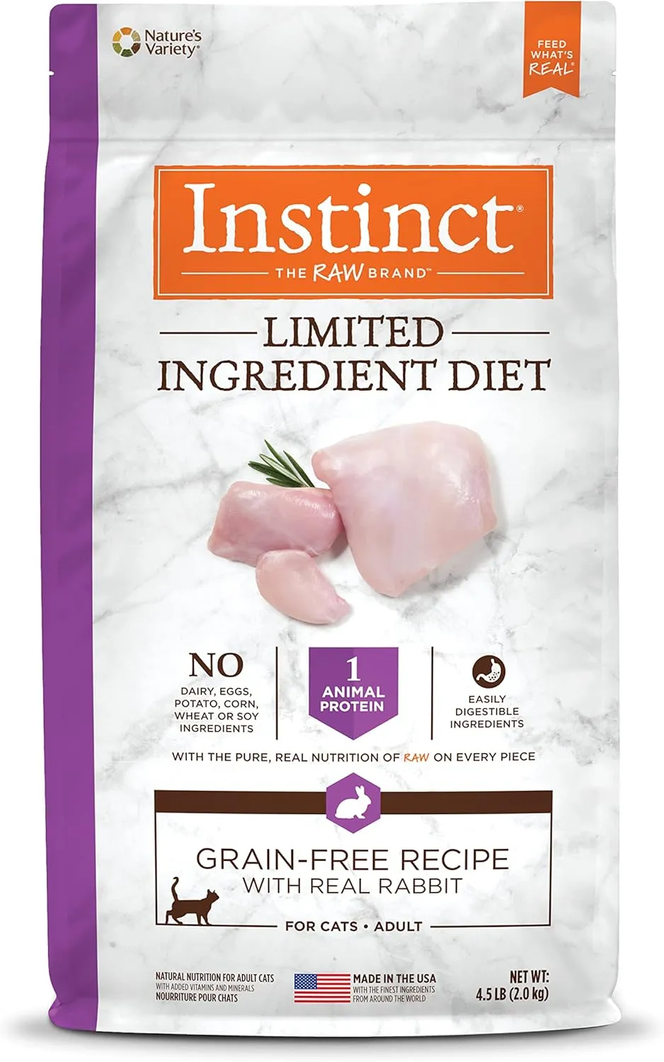 Instinct Limited Ingredient Diet, Natural Dry Cat Food, Grain Free Recipe - Real Rabbit, 4.5 lb. Bag