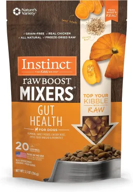 Instinct Raw Boost Mixers, Freeze Dried Dog Food Topper with Functional Ingredients, Grain Free, Real Chicken - Gut Health , 5.5 oz. Bag