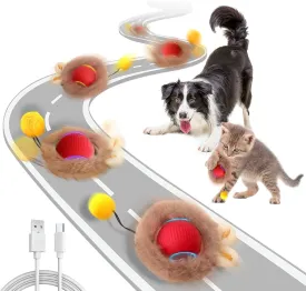 Interactive Cat Ball Toy, Smart Rolling Cat Toy with Plush Cover, Motion Activated Automatic Kitten Toys for Indoor Cats Self Play (Red)