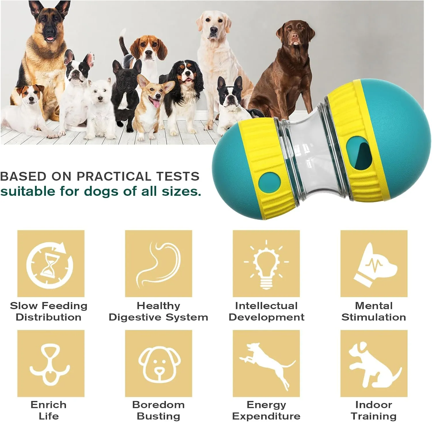 Interactive Dog Toys - Dog Puzzle Toy, Adjustable Food Treat Dispensing Dog Toys, Indestructible Dog Food Dispenser Dog Puzzle Feeder Slow Feeder for Large/Medium/Small Dog, Puppy Pet Gift(Blue)