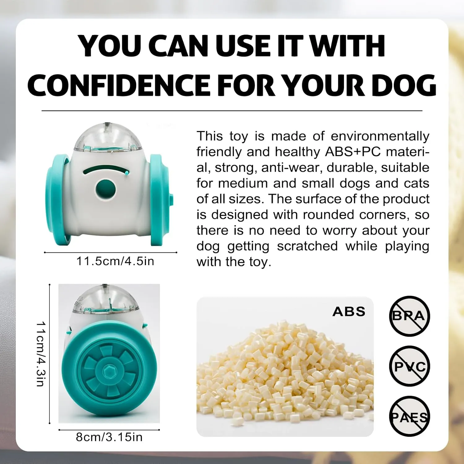 Interactive Roller Puzzle Dispenser for Dogs & Cats, Slow Feeder & Chase Toys, Adjustable Dog Treat Dispenser, Improves Pets Digestion