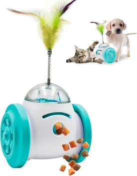 Interactive Roller Puzzle Dispenser for Dogs & Cats, Slow Feeder & Chase Toys, Adjustable Dog Treat Dispenser, Improves Pets Digestion