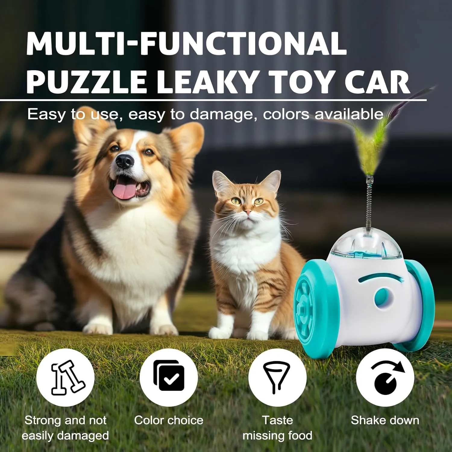 Interactive Roller Puzzle Dispenser for Dogs & Cats, Slow Feeder & Chase Toys, Adjustable Dog Treat Dispenser, Improves Pets Digestion