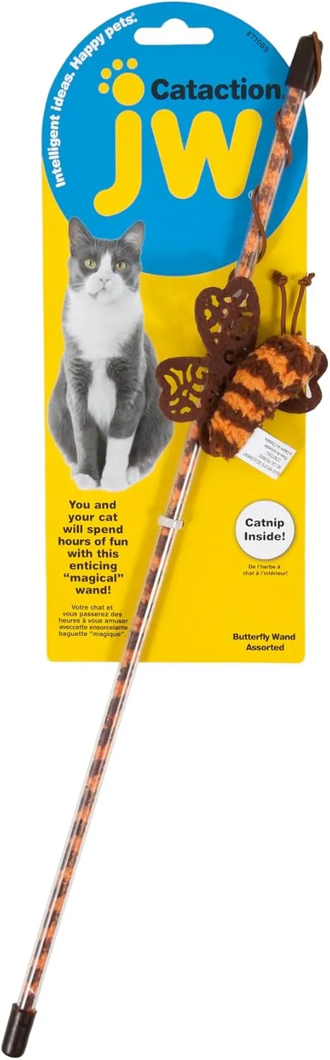JW Pet Butterfly Wand Cataction Toy, Indoor Cat Toy
