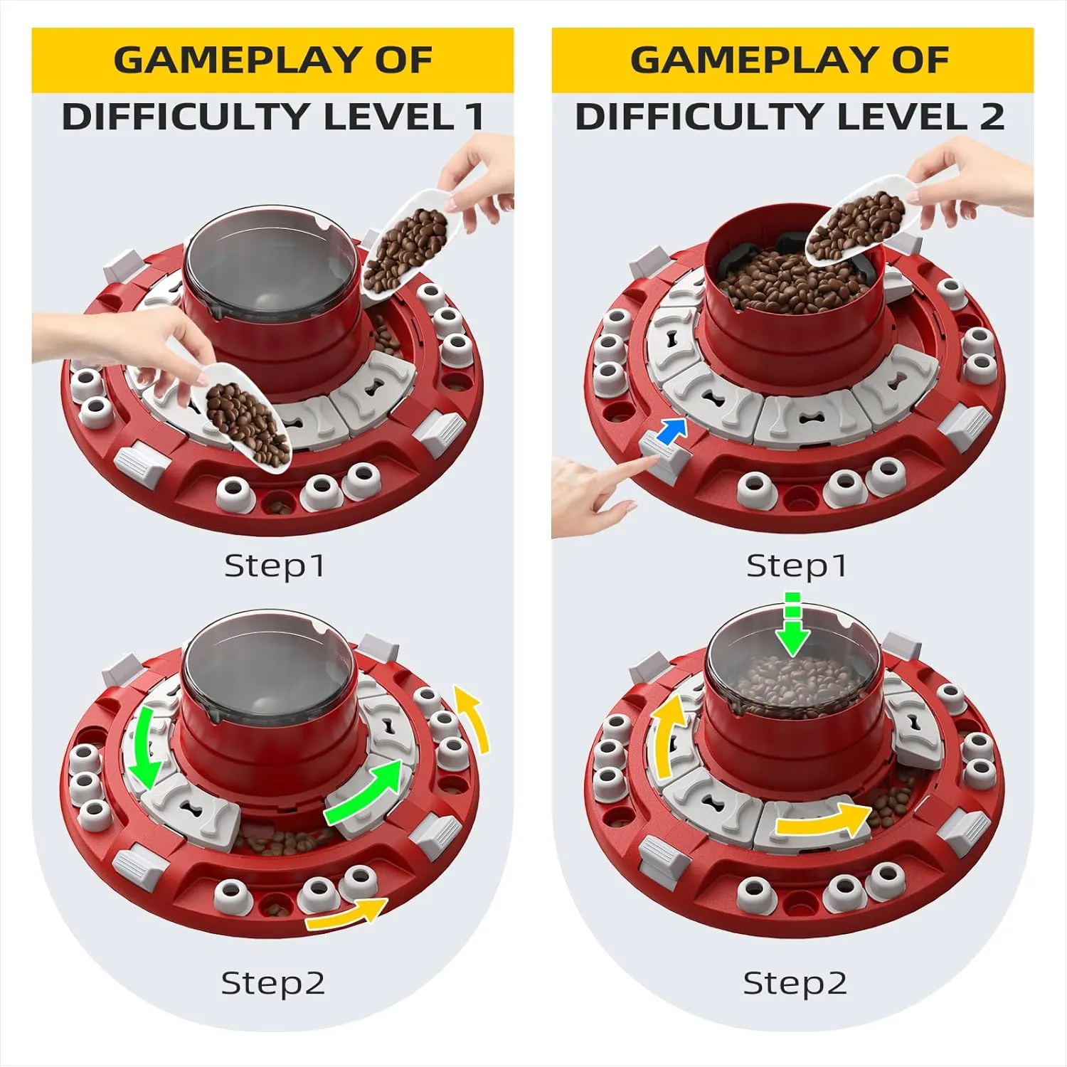 KADTC Dog Advanced Puzzle Toys Level 4 in 1 for Smart Dogs Mental Brain Stimulation Game Slow Food Puzzles Hard Feeder Puppy Treat Mind Games Cognitive Interactive Intelligence Training Toy Red