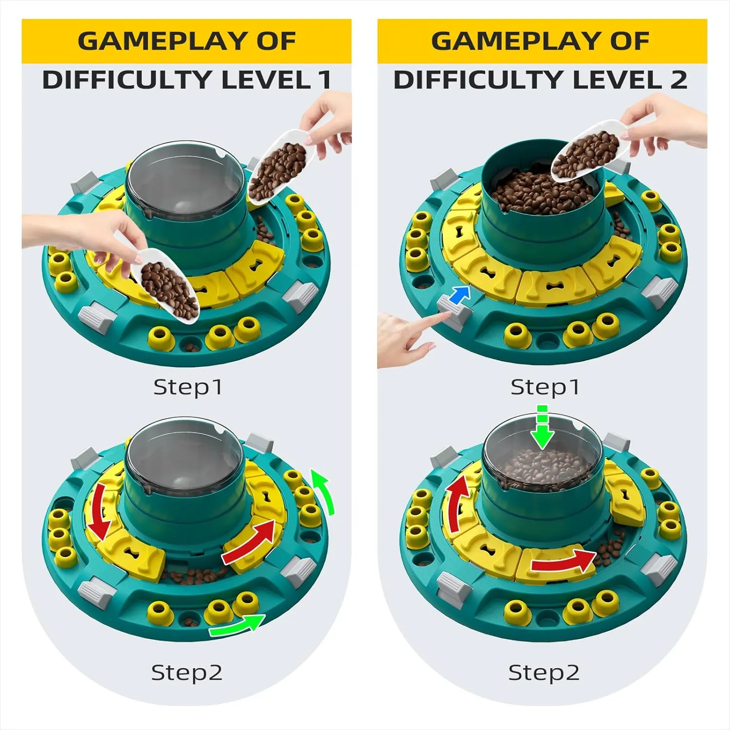 KADTC Dog Advanced Puzzle Toys Level 4 in 1 for Smart Dogs Mental Brain Stimulation Game Slow Food Puzzles Hard Feeder Puppy Treat Mind Games Cognitive Interactive Intelligence Training Toy