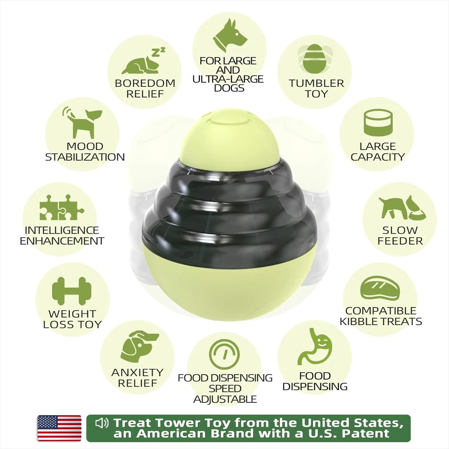 KADTC Dog Wobble Treat Tower Balls for Large/Extra-Large Dogs Aggressive Chewers Breed Tumbler Food Dispensing Puzzle Toy Slow Feeder Dispenser Enrichment Boredom Toys to Keep Them Busy Mind Games