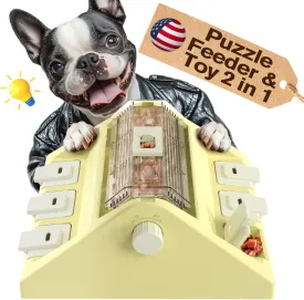 KADTC Paw-Activated Rolling Puzzle Game Toy Level 2 in 1 Puppy Treat Toys Capacity 14oz Slow Feeder Adjustable Interactive Food Dispenser for Small/Medium Dogs Brain Mental Stimulation Healthy Eating