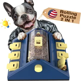 KADTC Paw-Activated Rolling Puzzle Game Toy Level 2 in 1 Puppy Treat Toys Large Capacity Slow Feeder Adjustable Interactive Food Dispenser for Small/Medium Dogs Brain Mental Stimulation Healthy Eating