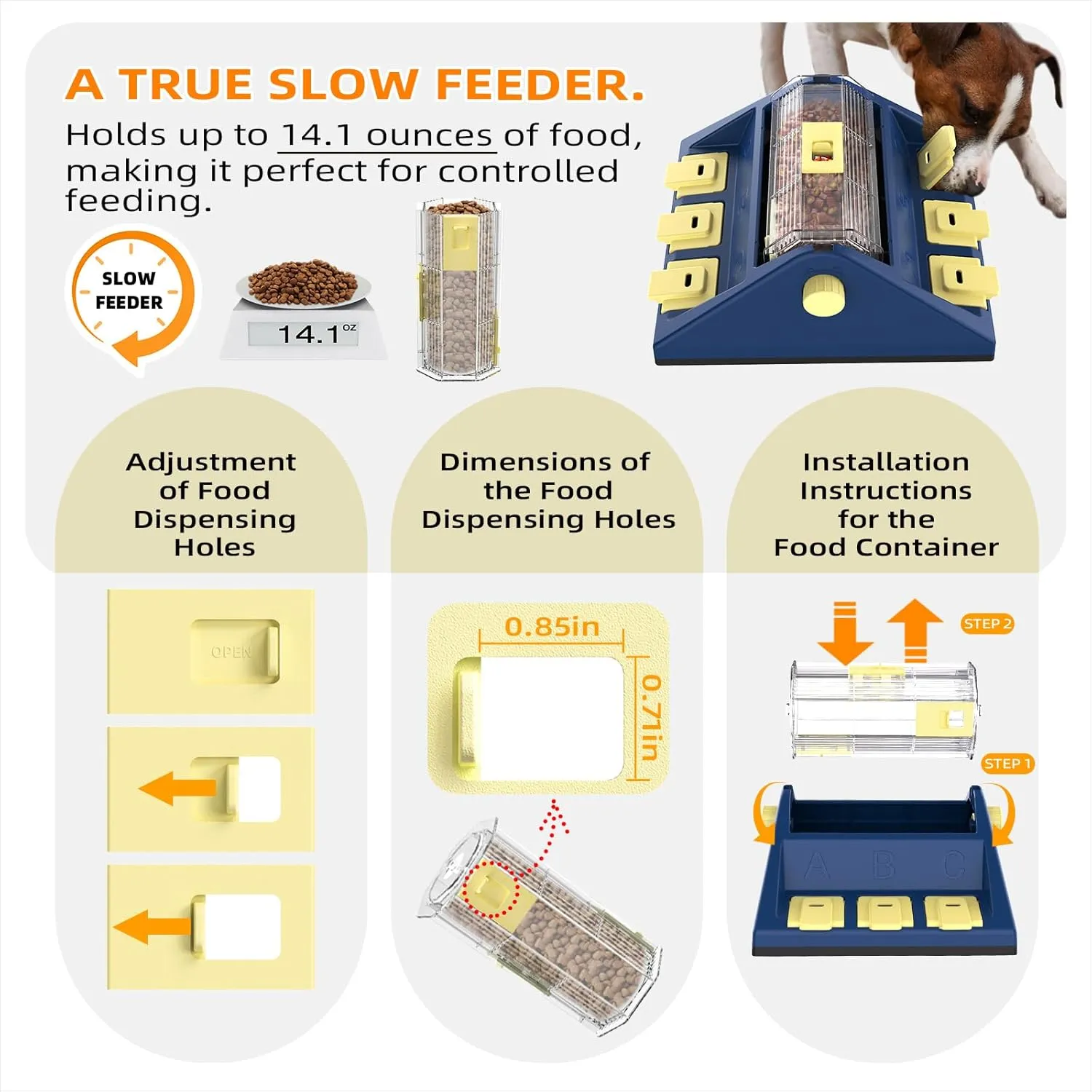 KADTC Paw-Activated Rolling Puzzle Game Toy Level 2 in 1 Puppy Treat Toys Large Capacity Slow Feeder Adjustable Interactive Food Dispenser for Small/Medium Dogs Brain Mental Stimulation Healthy Eating