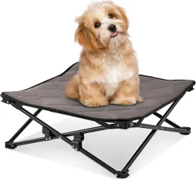 KingCamp Elevated Dog Bed for Small Dogs, Raised Outdoor Indoor Portable Cooling Cot Lifted Pet Hammock Off Ground with Washable Breathable Mesh & Frame with Non Slip Foot for Camping Backyard, Black