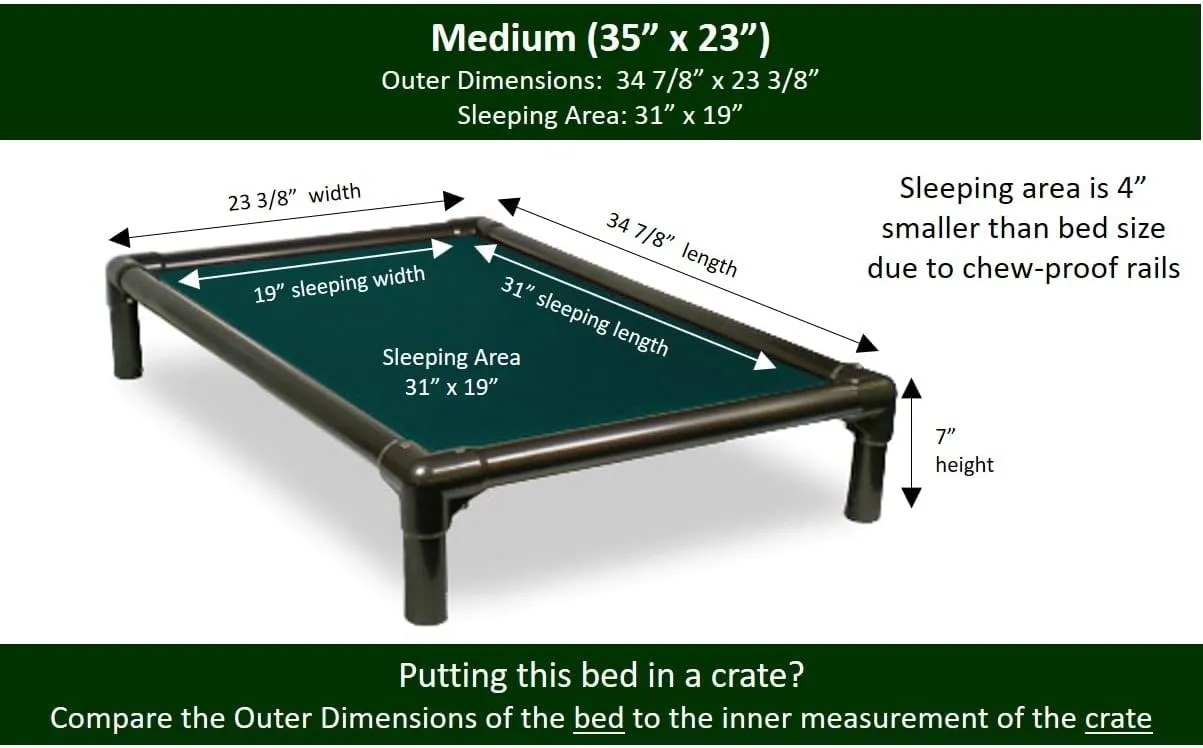 Kuranda Chewproof Dog Bed - Walnut PVC - 35" x 23" - Cordura Nylon - Forest