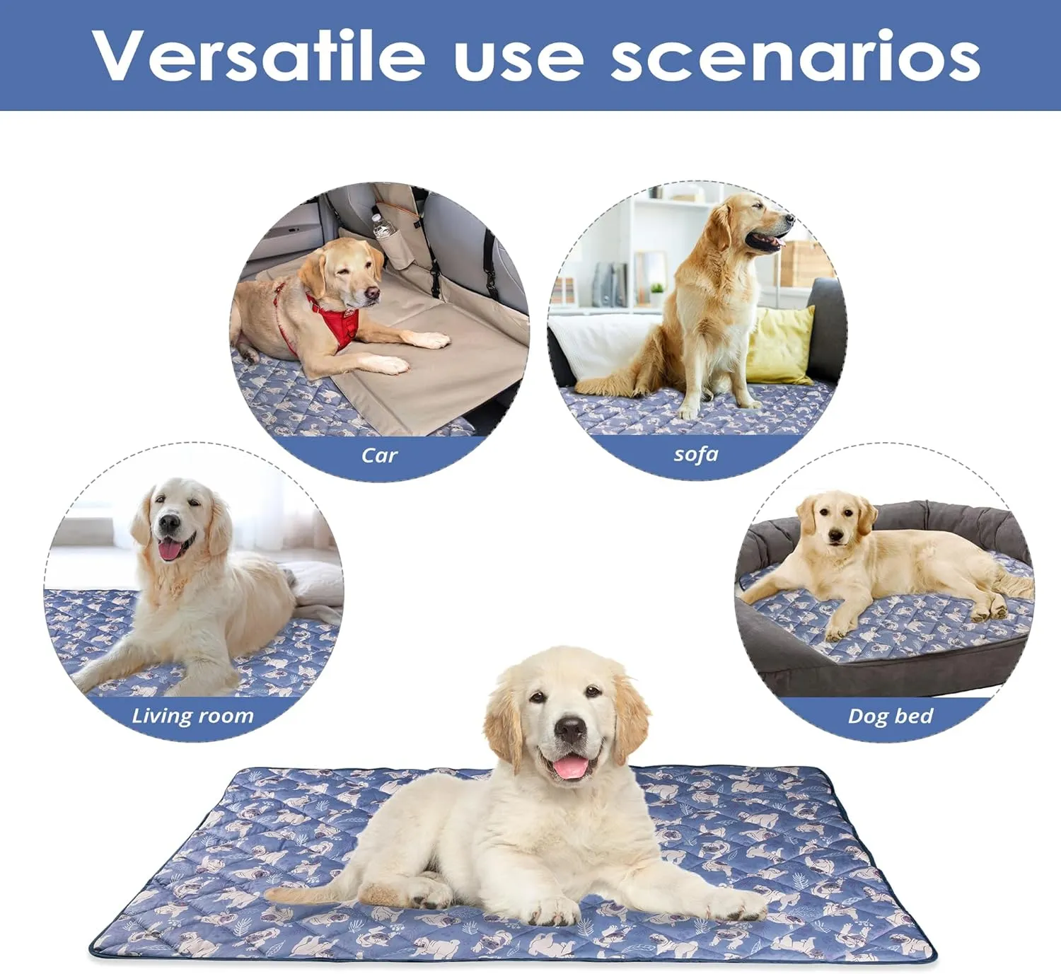 Langsprit Dog Cooling Mat, Washable Dogs Cats Pet Non-Toxic Cooling Pads Summer Sleeping Kennel MatsPet Self Cool Ice Blanket for Indoor & Outdoor Dog Beach Essentials Small