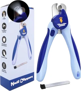 LED Dog Nail Clippers with Light, Trimmers with Protective Guard, Quick Sensor, Safety Lock and Nail File - Suitable for Large and Small Dogs & Cats (Blue, LED)