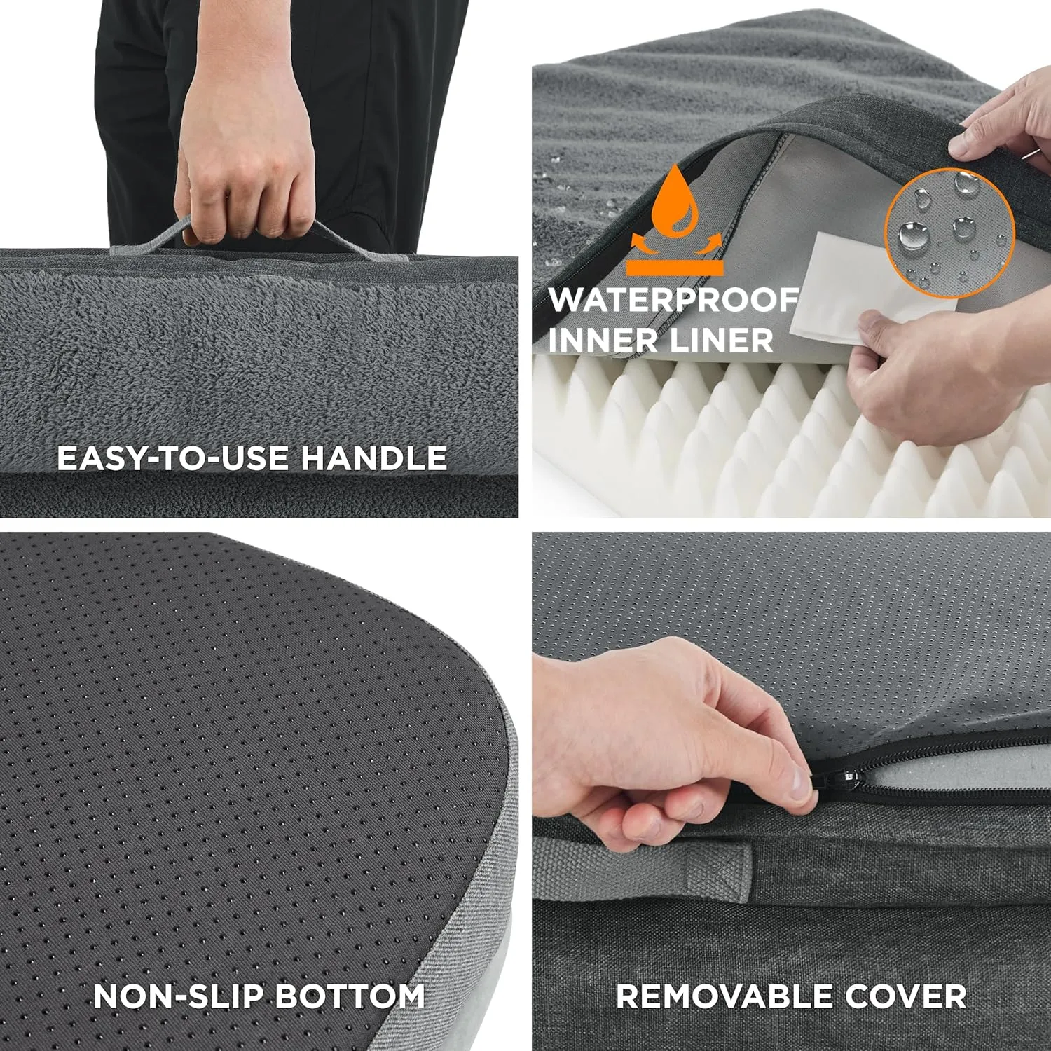 Lesure Memory Foam Dog Bed for Extra Large Dogs, XL Orthopedic Dog Bed Sofa with High Support Reversible Egg Foam - Pet Couch with Removable Washable Cover and Waterproof Coating, Grey