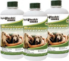 LIQUIDHEALTH Pets K9 Vegetarian Liquid Glucosamine Juice for All Dogs Canines with Chondroitin, MSM, Omega 3, Antioxidants, Hyaluronic Acid - Dog Vitamin Oil for Hip & Joint Health - USA Made (3 Pack)