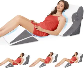 MASVIS 5Pcs Orthopedic Bed Wedge Pillow Set for Sleeping - High Density Foam Wedge Pillows for Post After Surgery, and Body/Back/Knee/Headboard Pain Relief, Acid Reflux, Snoring, Gerd