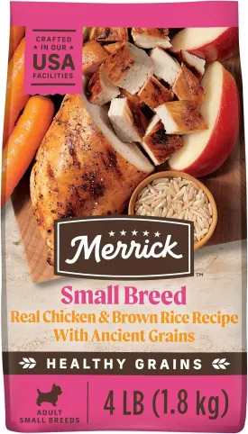 Merrick Healthy Grains Premium Dry Dog Food For Small Dogs, Wholesome and Natural Kibble, Small Breed Recipe - 4.0 lb. Bag