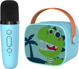 Mini Karaoke Machine for Kids, Portable Bluetooth Speaker with Wireless MicrophoneKids Music Player Toys for Girls and Boys,3,4, 5, 6, 7, 8  Years Old, Teens Birthday (Green-Dinosaur)