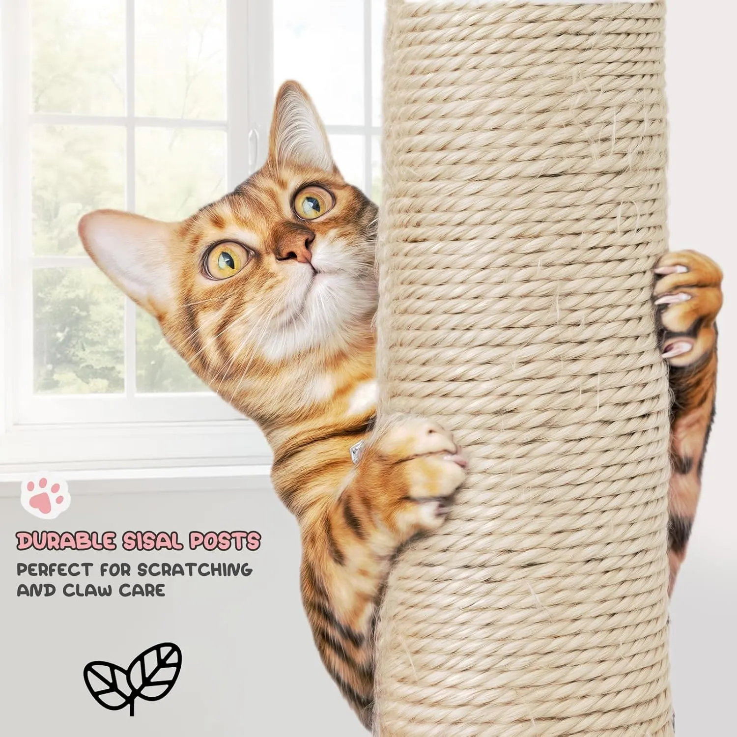 MoNiBloom 60 Inch Cat Tree Tower for Indoor Cats Large Adults, Cat Tower with Scratching Post, Multi-Level Furniture Activity Center with Cat Condo Pet Play House, Smoky Grey