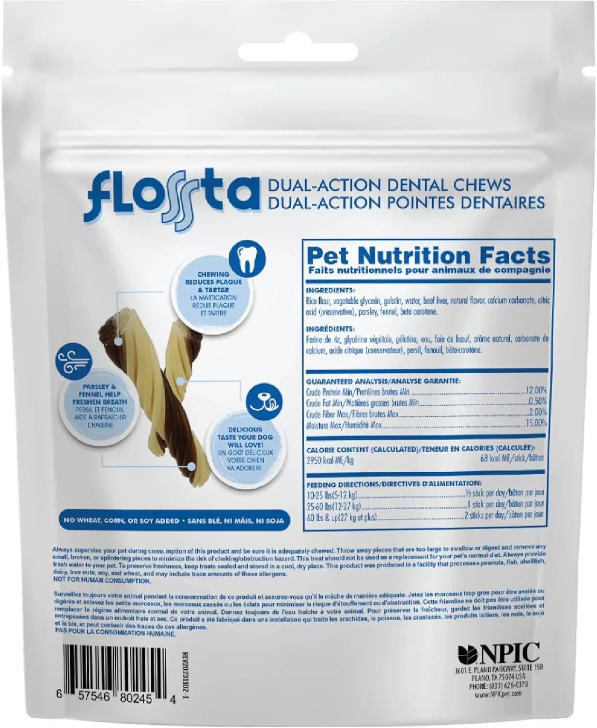 N-Bone FLOSSta Dental Chews for Dogs  Natural Beef Liver Flavor, No Dyes, Grain-Free, Breath Freshening, Plaque & Tartar Control, Digestible Teething Aid  12 oz Bag