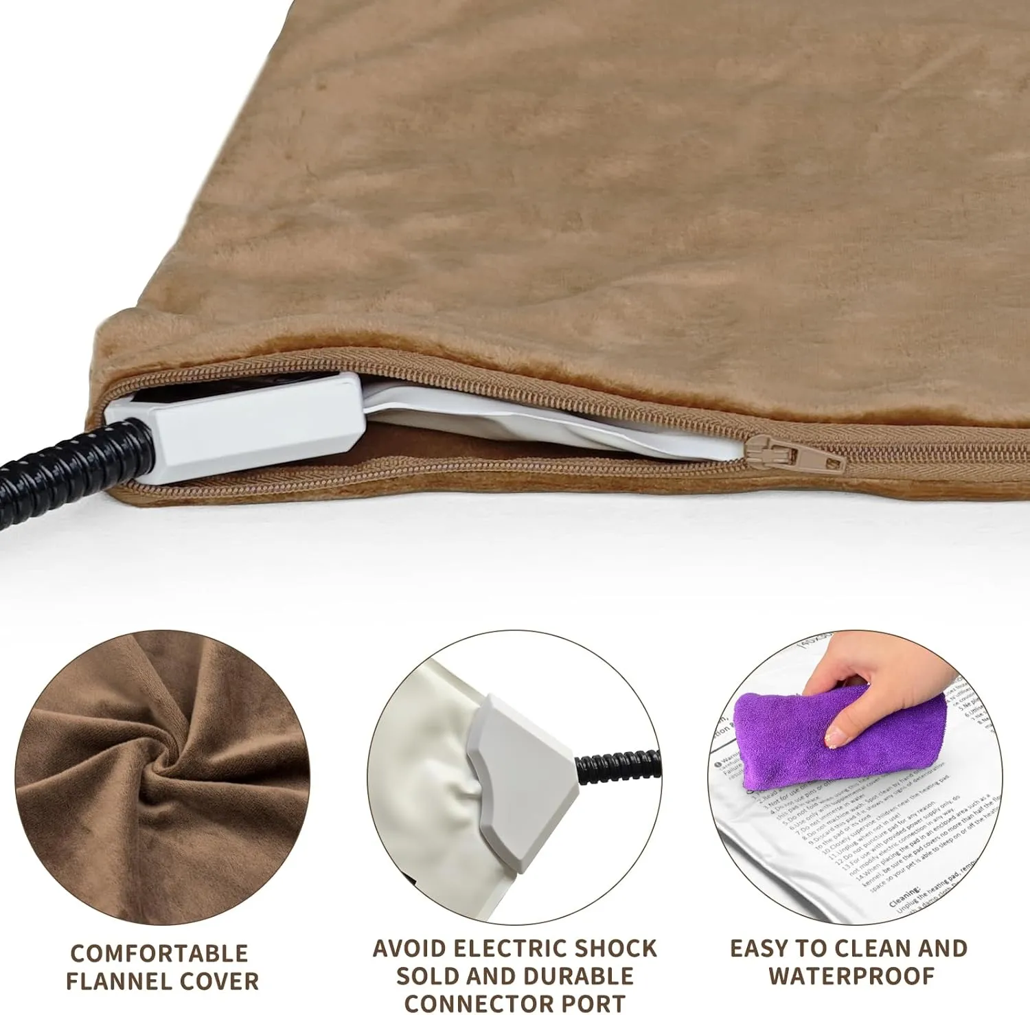 NAMOTEK Pet Heating Pad with Timer, Adjustable Temperature, Waterproof, Chew Resistant Cord, Auto Power-Off, Electric Indoor Heated Mat for Dogs and Cats