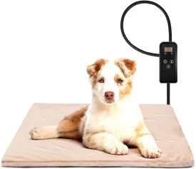 Niubya Pet Heating Pad for Dogs and Cats, Adjustable Temperature and Waterproof Pet Heated Mat with Timer, Electric Heating Pet Bed with Chew Resistant Cord and Soft Washable Cover