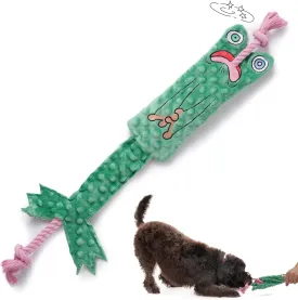 No Stuffing Frog Squeaky Tug of War Rope Toy - Interactive Puppy Toys for Small to Medium Dogs, Keeps Puppies Busy Indoors and Outdoors