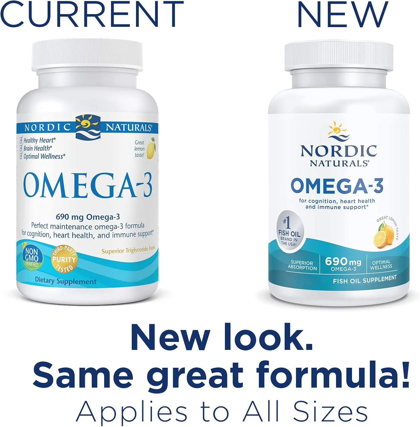 Nordic Naturals Omega-3, Lemon Flavor - 180 Soft Gels - 690 mg Omega-3 - Fish Oil - EPA & DHA - Immune Support, Brain & Heart Health, Optimal Wellness - Non-GMO - 90 Servings