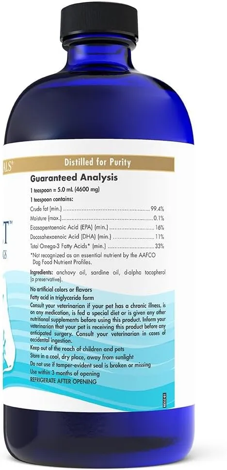 Nordic Naturals Omega-3 Pet, Unflavored - 16 oz - 1518 mg Omega-3 Per Teaspoon - Fish Oil for Large to Very Large Dogs with EPA & DHA - Promotes Heart, Skin, Coat, & Immune Health
