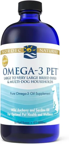 Nordic Naturals Omega-3 Pet, Unflavored - 16 oz - 1518 mg Omega-3 Per Teaspoon - Fish Oil for Large to Very Large Dogs with EPA & DHA - Promotes Heart, Skin, Coat, & Immune Health