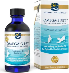 Nordic Naturals Omega-3 Pet, Unflavored - 2 oz - 304 mg Omega-3 Per One mL - Fish Oil for Small Dogs & Cats with EPA & DHA - Promotes Heart, Skin, Coat, & Immune Health
