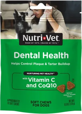 Nutri-Vet Dental Health Soft Chews for Dogs - Helps Control Plaque and Tartar Buildup - Natural Hickory Smoke Flavor - 70 Count - 6 oz