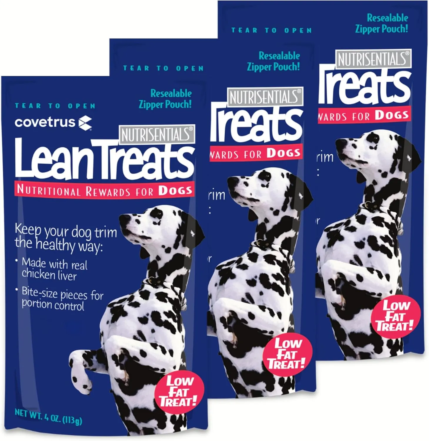 Nutrisential Lean Treats for Dogs - Soft Dog Treats for Small, Medium & Large Dogs - Nutritional Low Fat Bite Size K9 Treats - Chicken Flavor - 3 Pack - 4oz