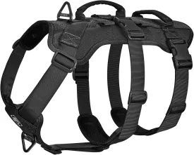 OneTigris Escape Proof Dog Harness, No Pull Dog Harness with Handles, Tactical Multi-Use Support Dogs Harnes for Large Dogs Everyday Wear Walking Hiking Training (Black, Medium)