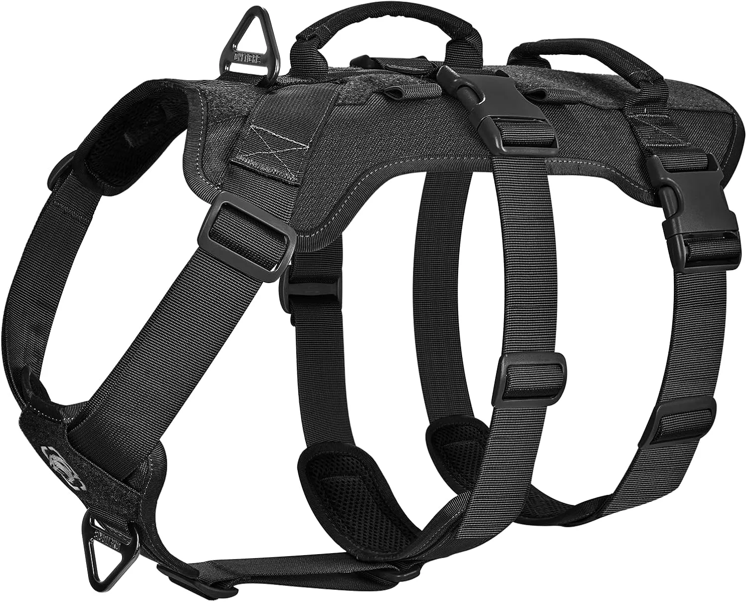 OneTigris Escape Proof Dog Harness, No Pull Dog Harness with Handles, Tactical Multi-Use Support Dogs Harnes for Large Dogs Everyday Wear Walking Hiking Training (Black, Medium)