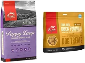 Orijen Puppy Dry Dog Food for Large Breeds, Grain Free, High Protein, Fresh & Raw Animal Ingredients, 25lb   Treats