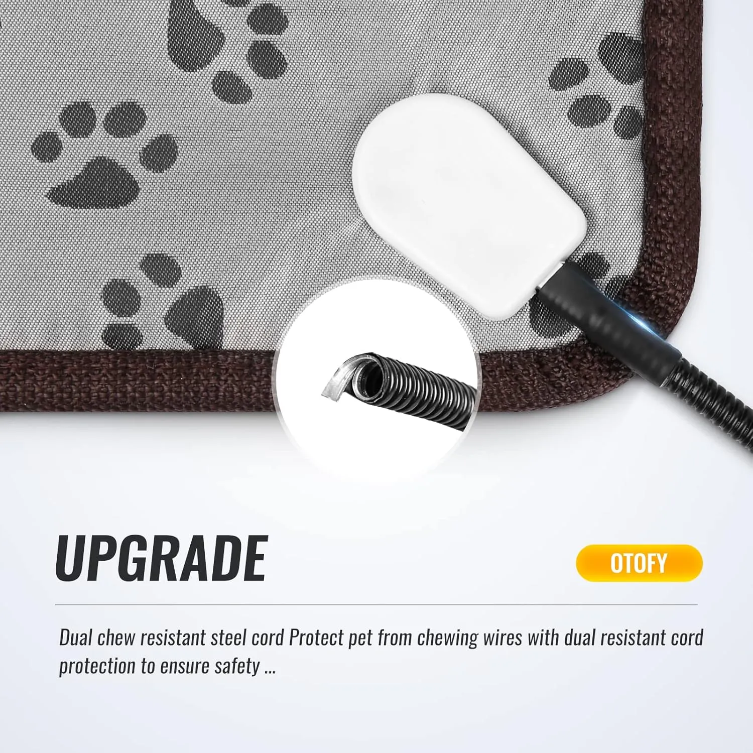 OTOFY Pet Heating Pad for Dogs, Electric Waterproof Dog Heated Mat, Chew Resistant Cord, Pet Blanket Warmer, 32.7" x 24.1"