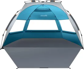 OutdoorMaster Beach Tent for 3-4 Person - Easy Setup and Portable Beach Shade Sun Shelter Canopy with UPF 50  UV Protection Removable Skylight Family Size